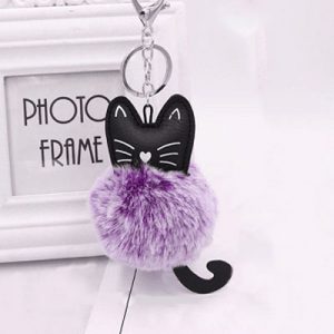 katten-sleutelhanger-pompom-paars