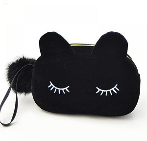 Suède-make-up-etui-kattenoortjes-zwart