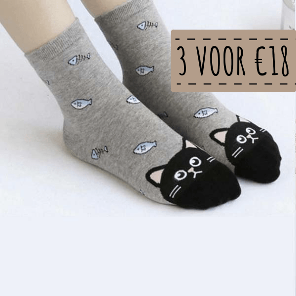 waar dan ook spoelen pik Katten sokken cat & fish maat 35-39 | grijs - OPZNKOP store